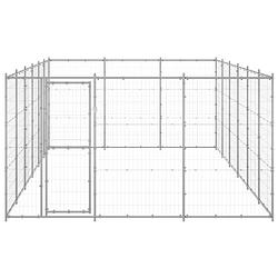 Foto van The living store hondenkennel - draadgaas - 330 x 660 x 180 cm - met deur - afsluitbaar - zilver