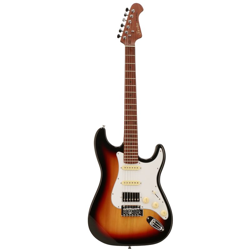 Foto van Fazley sunset series dawn hss 3-color sunburst elektrische gitaar met gigbag