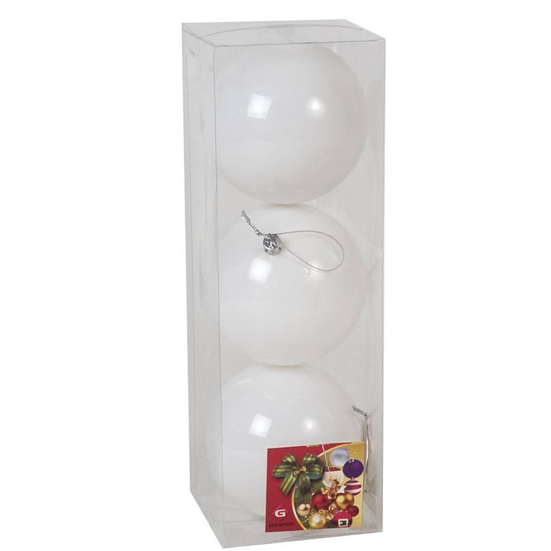 Foto van Gerimport kerstballen 10 cm wit 3 stuks