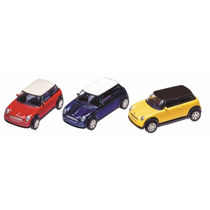 Foto van Modelauto mini cooper 7 cm blauw - speelgoed auto's