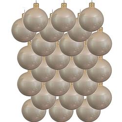 Foto van 24x glazen kerstballen glans licht parel/champagne 6 cm kerstboom versiering/decoratie - kerstbal