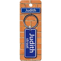 Foto van Paper dreams sleutelhanger straatnaam judith 9 cm staal blauw