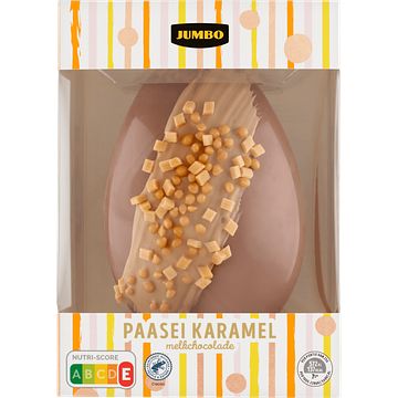 Foto van Jumbo paasei karamel melkchocolade 250g