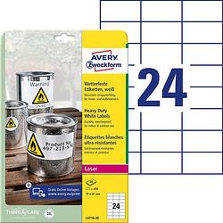 Foto van Avery-zweckform l4718-20 etiketten 70 x 37 mm polyester folie wit 480 stuk(s) permanent universele etiketten, weerbestendige etiketten laser, kopie