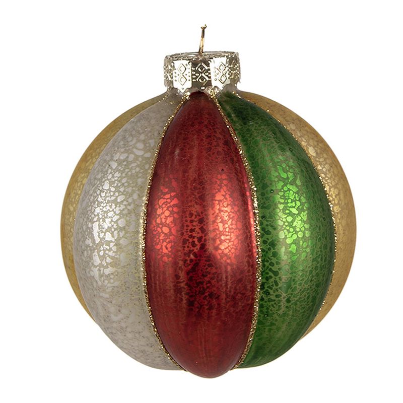 Foto van Clayre & eef kerstbal ø 10 cm rood groen glas kerstboomversiering rood kerstboomversiering