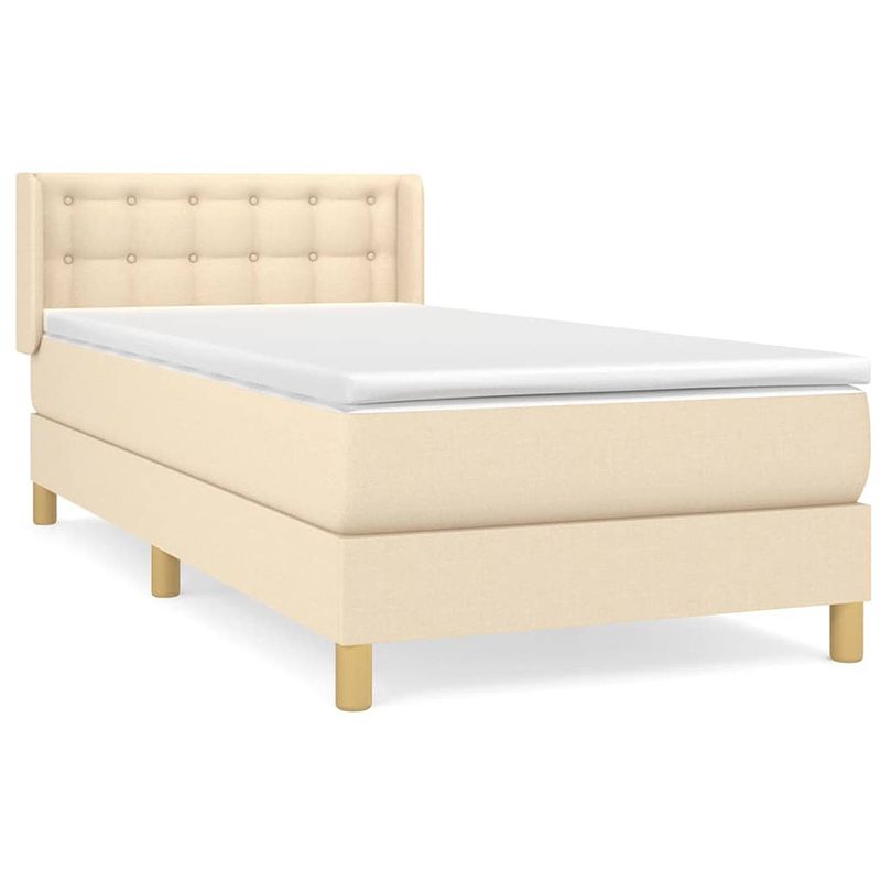 Foto van The living store boxspringbed - crème - 193 x 93 x 78/88 cm - pocketvering matras - middelharde ondersteuning -