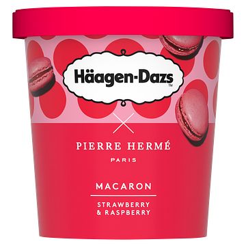 Foto van Haagendazs pierre herme paris macaron strawberry & raspberry ijs 364g bij jumbo