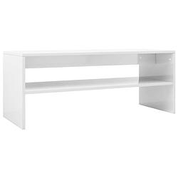 Foto van The living store salontafel - scandinavisch design - hoogglans wit - 100 x 40 x 40 cm (b x d x h) - met schap