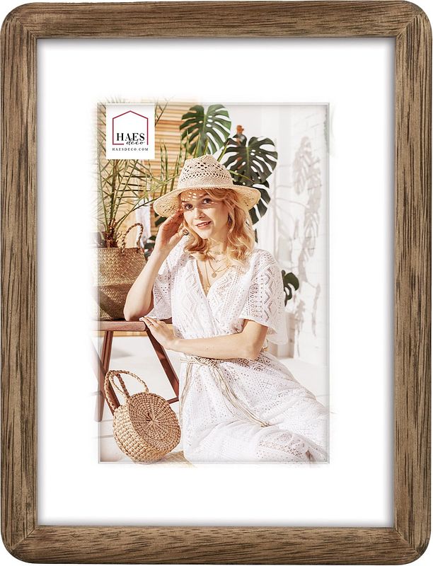 Foto van Haes deco houten fotolijst thal bruin met passe-partout voor foto 15x20 / 20x30 - bc23phs