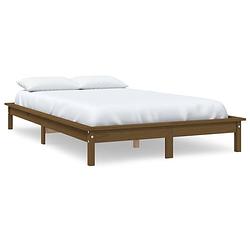 Foto van The living store bed grenenhout - klassiek houten bedframe - 140 x 190 cm - honingbruin