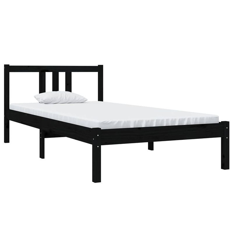 Foto van Vidaxl bedframe massief hout zwart 90x190 cm 3ft single