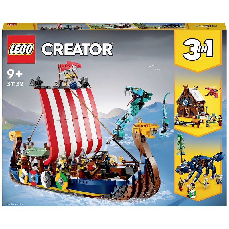 Foto van Lego® creator 31132 vikingschip met midgardslang
