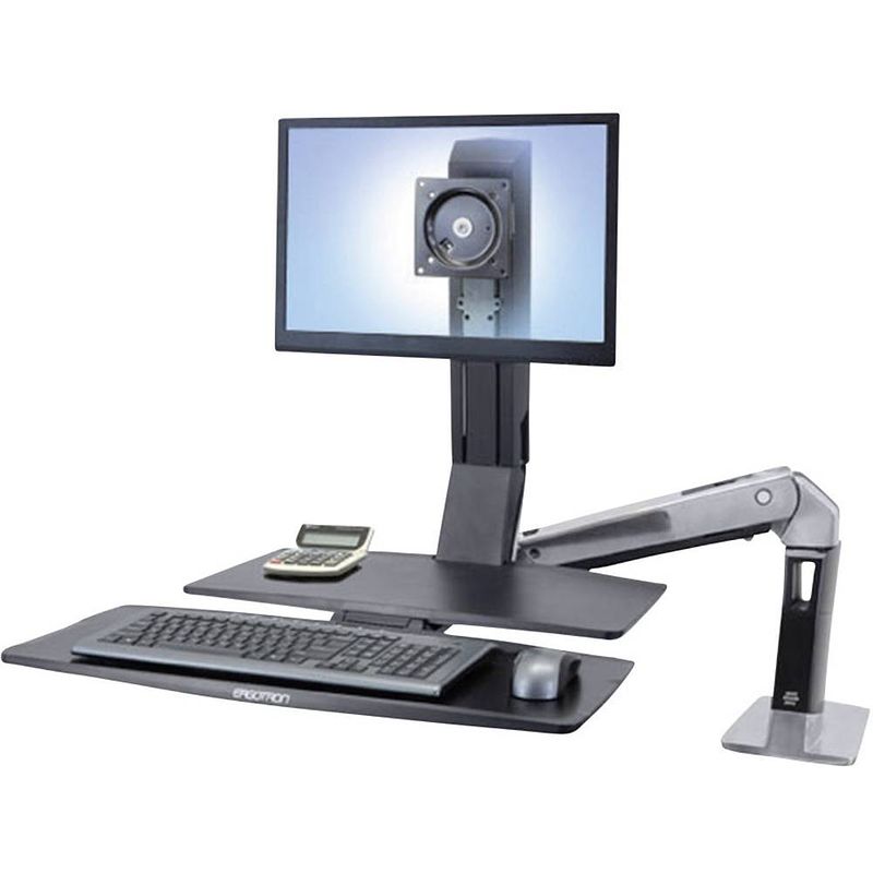 Foto van Ergotron workfit-a monitor-tafelbeugel 1-voudig 25,4 cm (10) - 61,0 cm (24) in hoogte verstelbaar, toetsenbordhouder, kantelbaar, zwenkbaar, roteerbaar