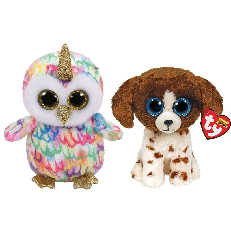 Foto van Ty - knuffel - beanie boo's - enchanted owl & muddles dog