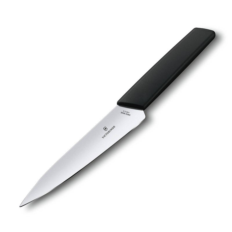 Foto van Victorinox swiss modern koksmes - 15cm - rvs/pp kunststof - zwart