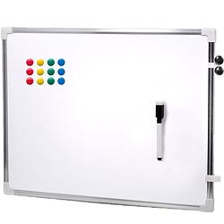 Foto van Magnetisch whiteboard met marker/12x magneten gekleurd - 80 x 60 cm - whiteboards