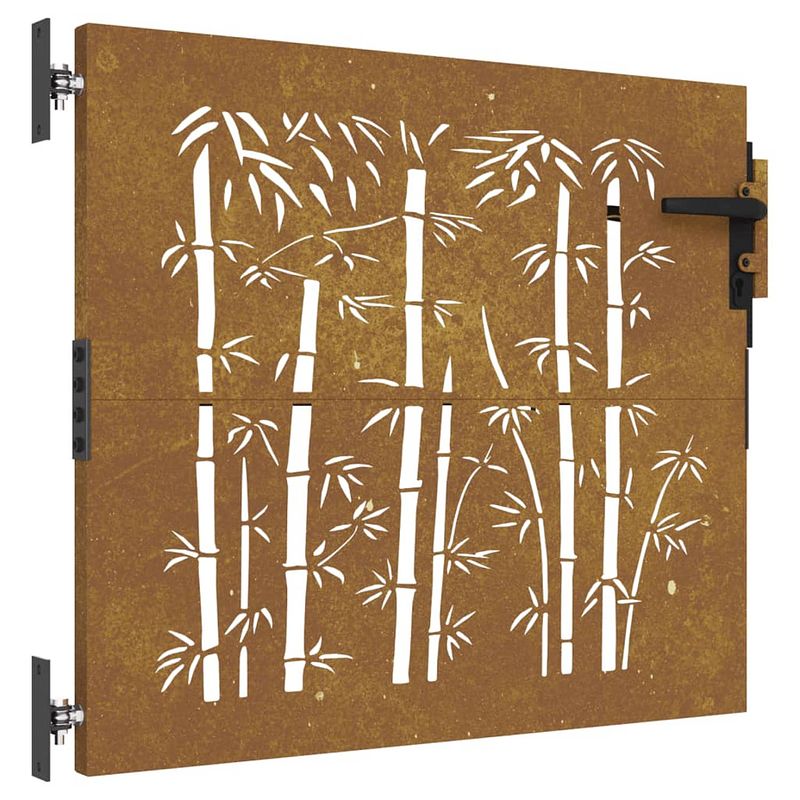 Foto van Vidaxl poort 85x100 cm bamboe-ontwerp cortenstaal