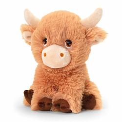 Foto van Keel toys pluche koe met hoorns knuffeldier - bruin - zittend - 25 cm - knuffel boederijdieren
