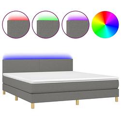 Foto van Vidaxl boxspring met matras en led stof donkergrijs 180x200 cm