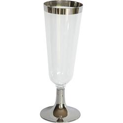 Foto van 36x luxe champagne glazen zilver/transparant kunststof - 150 ml - herbruikbare plastic champagneglazen