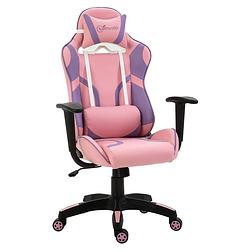 Foto van Bureaustoel - ergonomische bureaustoel - game stoel - gaming stoel - roze/paars