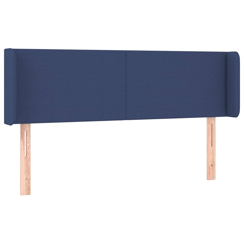 Foto van The living store hoofdbord blauw - 147 x 16 x 78/88 cm - stof - hout - verstelbare hoogte