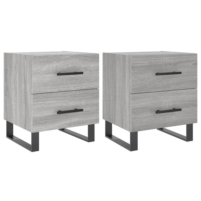 Foto van Vidaxl nachtkastjes 2 st 40x35x47,5 cm bewerkt hout grijs sonoma eiken