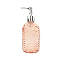 Foto van Orange85 zeeppompje - zeepdispenser - roze - 410ml - glas - badkamer