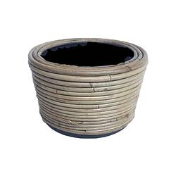 Foto van Van der leeden - drypot round stripe grey - diameter 19x12 cm