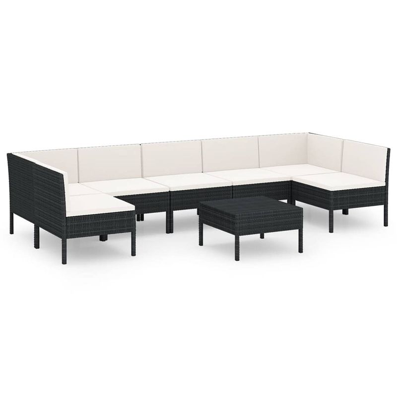 Foto van Vidaxl 8-delige loungeset met kussens poly rattan zwart