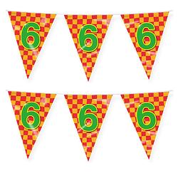 Foto van Paperdreams verjaardag 6 jaar thema vlaggetjes - 2x - feestversiering - 10m - folie - dubbelzijdig - vlaggenlijnen