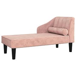 Foto van The living store chaise longue - fluweel - roze - 120 x 57 x 63 cm - stabiel frame