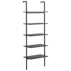 Foto van Vidaxl ladderrek met 5 schappen 64x35x185 cm zwart