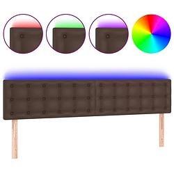 Foto van The living store hoofdeind bedaccessoires - 160 x 5 x 78/88 cm - verstelbaar - kunstleer schuim led-strip