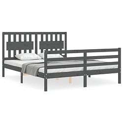 Foto van The living store massief grenenhouten bedframe - functioneel - 160 x 200 cm - kleur- grijs