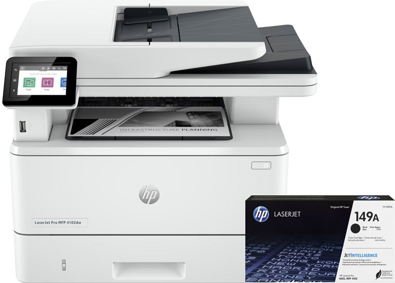 Foto van Hp laserjet pro mfp 4102dw + 1 extra zwarte toner