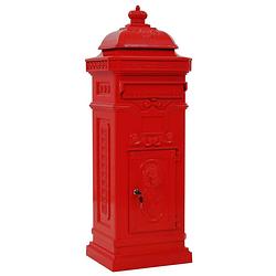 Foto van The living store pilaar brievenbus - rood - 35.5 x 32 x 102.5 cm - afsluitbare deuren - weer- en roestbestendig