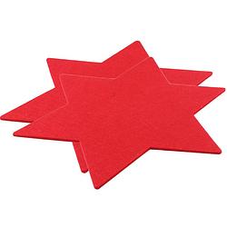 Foto van Set van 2x stuks ster vormige placemats rood 25 cm van kunststof - placemats