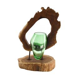 Foto van Dknc - root met glas - ca. 24x17x35cm - groen