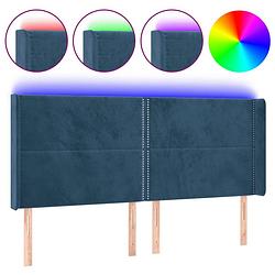 Foto van The living store hoofdbord donkerblauw - led-licht - verstelbaar - fluweel - 203x16x118/128 cm