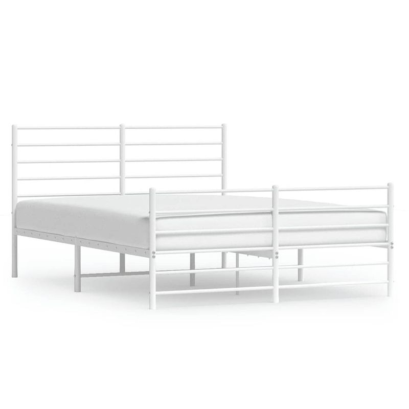 Foto van The living store bedframe classic - wit - 196 x 146 x 90 cm - robuuste metalen constructie - metalen latten en poten -