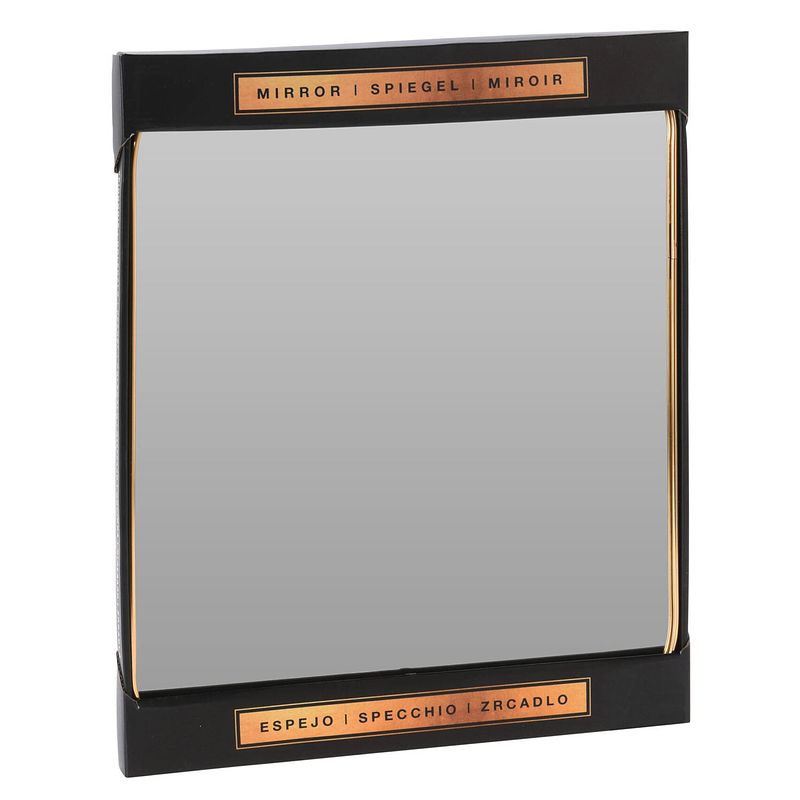 Foto van Home & styling rechthoekige wandspiegel - goud - metalen frame - 45 x 35 cm - spiegels