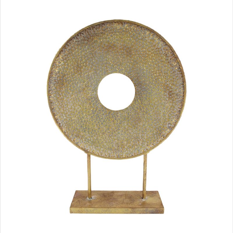 Foto van Rond ornament op voet metaal-goud-38x11x54cm