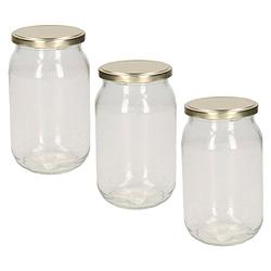 Foto van 3x luchtdichte weckpot transparant glas 900 ml - weckpotten