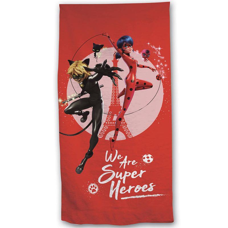Foto van Miraculous strandlaken super heroes - 70 x 140 cm - polyester