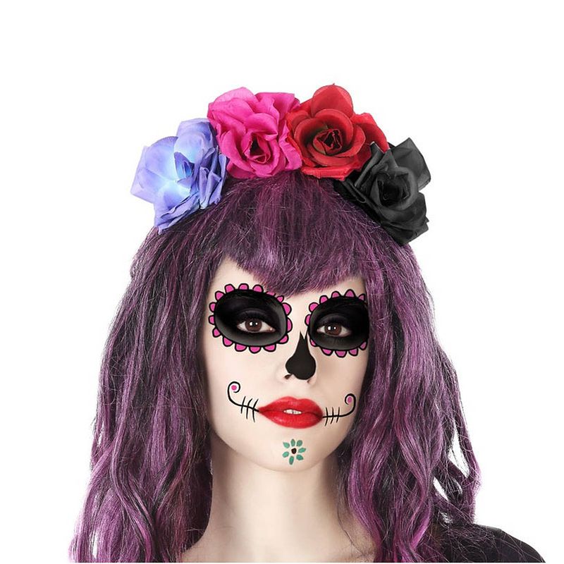 Foto van Halloween/horror verkleed diadeem/tiara/bloemenkransa - zombie/heks/lady - kunststof - dames/meisjes - verkleedhoofddeks