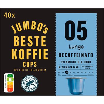 Foto van Jumbo'ss lungo decaffeinato koffiecups 40 stuks