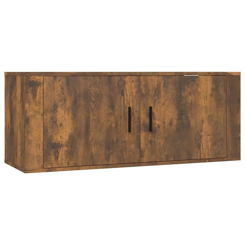 Foto van The living store televisiewandmeubel - klassiek - tv-kast - 100x34.5x40 cm - gerookt eiken