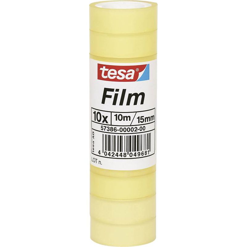 Foto van Tesa 57386-00002-04 tesafilm standard transparant (l x b) 10 m x 15 mm 10 stuk(s)