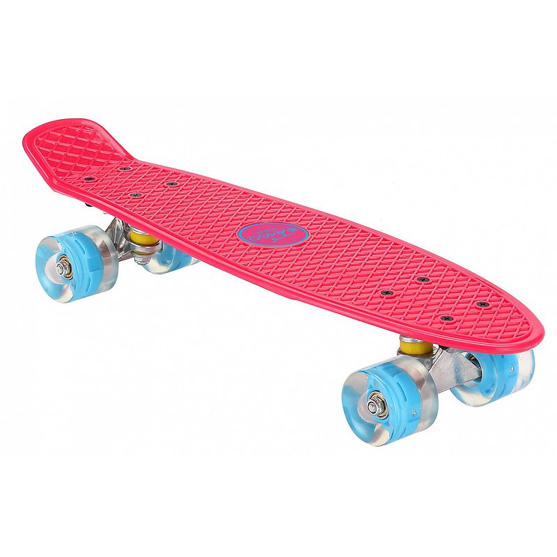 Foto van Amigo skateboard met ledverlichting 55,5 cm roze/blauw